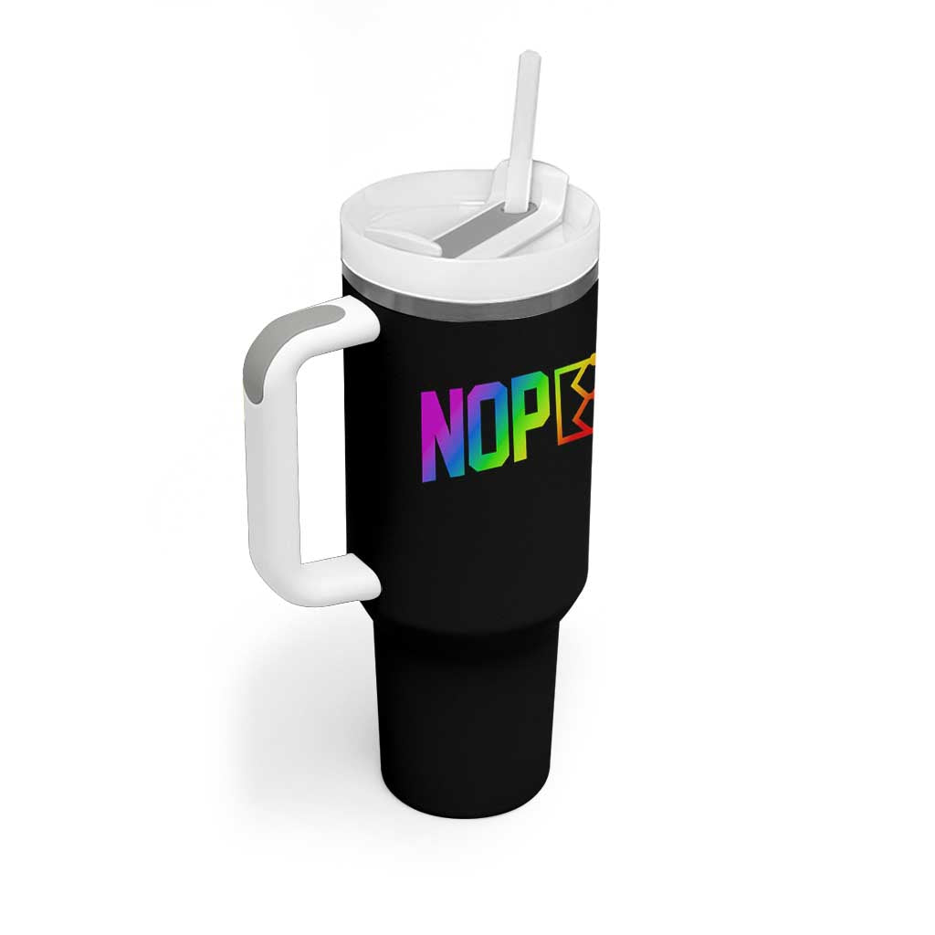 Nope No Kings Graphic Tumbler With Handle Humorous Political Gift