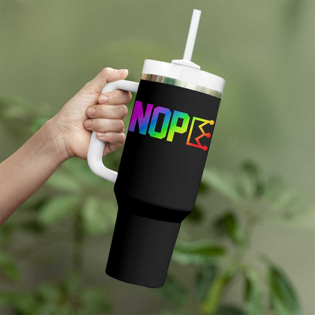 Nope No Kings Graphic Tumbler With Handle Humorous Political Gift