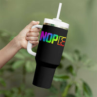 Nope No Kings Graphic Tumbler With Handle Humorous Political Gift