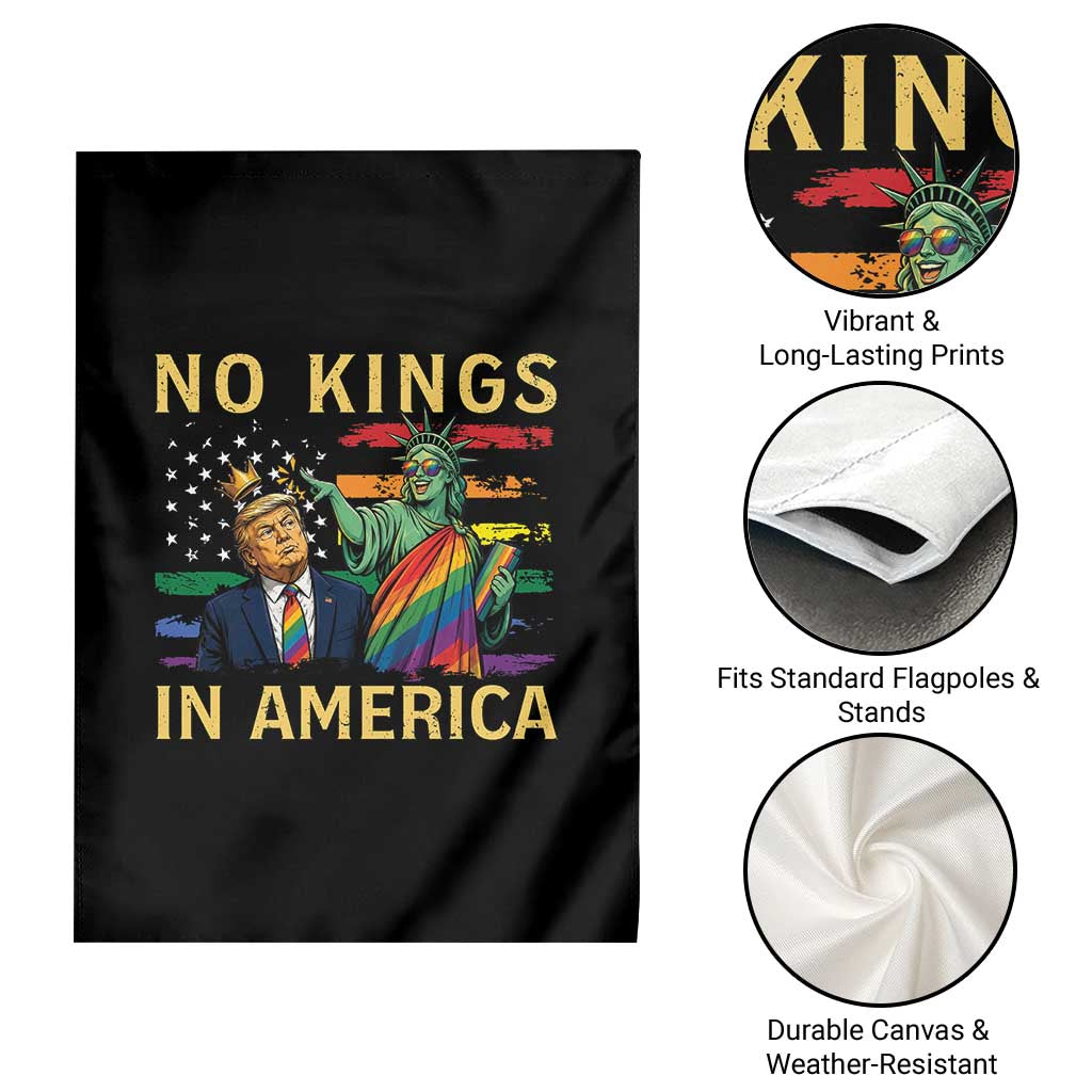 No Kings In America Statue Of Liberty Pride Garden Flag Humorous Political Gift