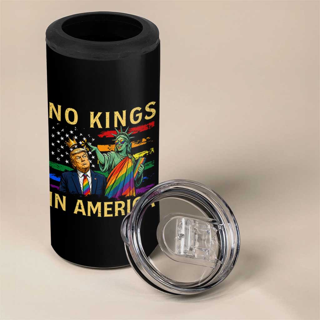 No Kings In America Statue Of Liberty Pride 4 in 1 Can Cooler Tumbler Humorous Political Gift