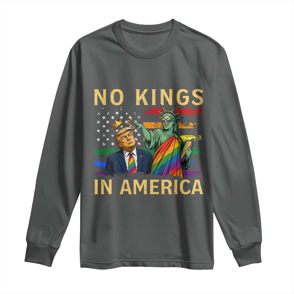 No Kings In America Statue Of Liberty Pride Long Sleeve Shirt Humorous Political Gift