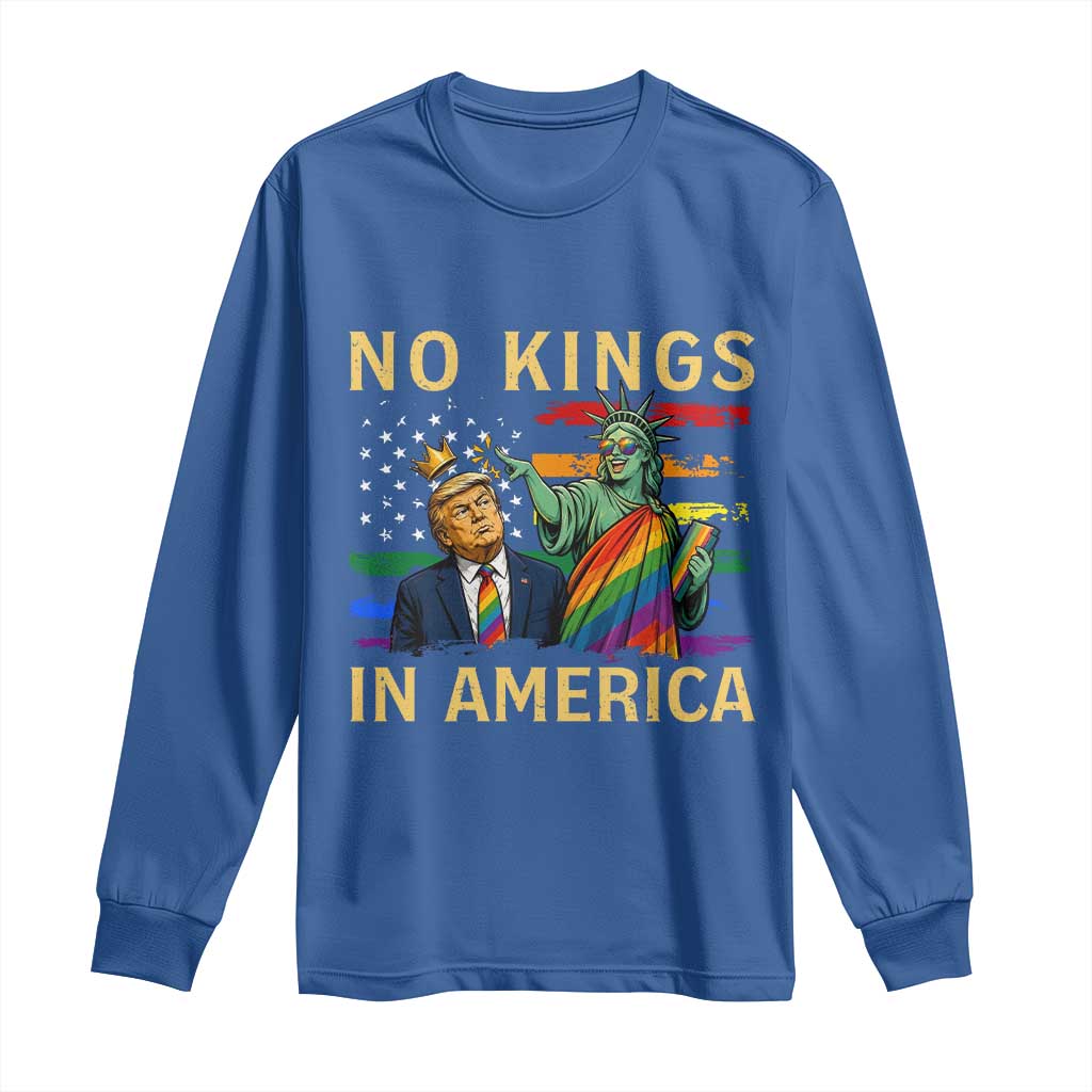 No Kings In America Statue Of Liberty Pride Long Sleeve Shirt Humorous Political Gift