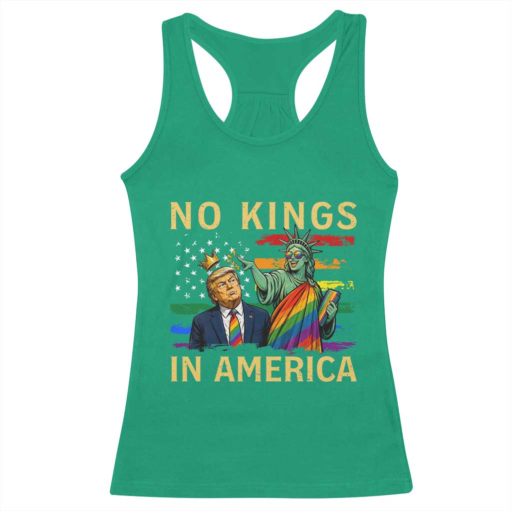 No Kings In America Statue Of Liberty Pride Racerback Tank Top Humorous Political Gift