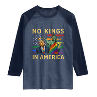 No Kings In America Statue Of Liberty Pride Raglan Shirt Humorous Political Gift