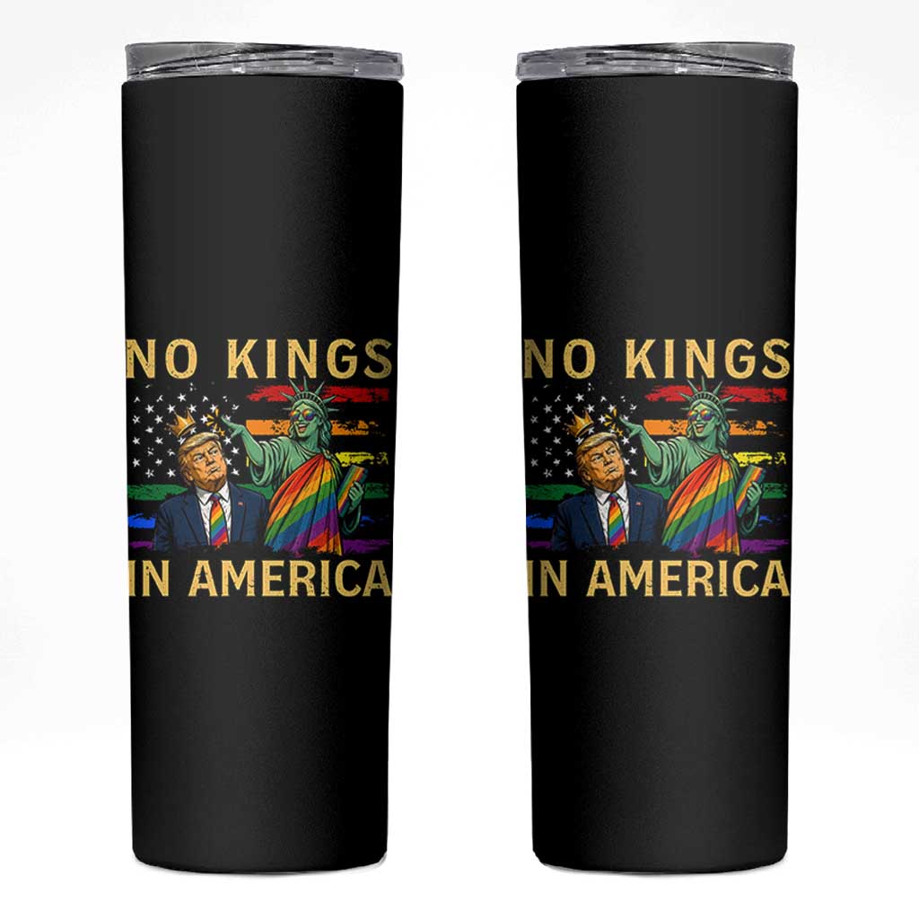 No Kings In America Statue Of Liberty Pride Skinny Tumbler Humorous Political Gift