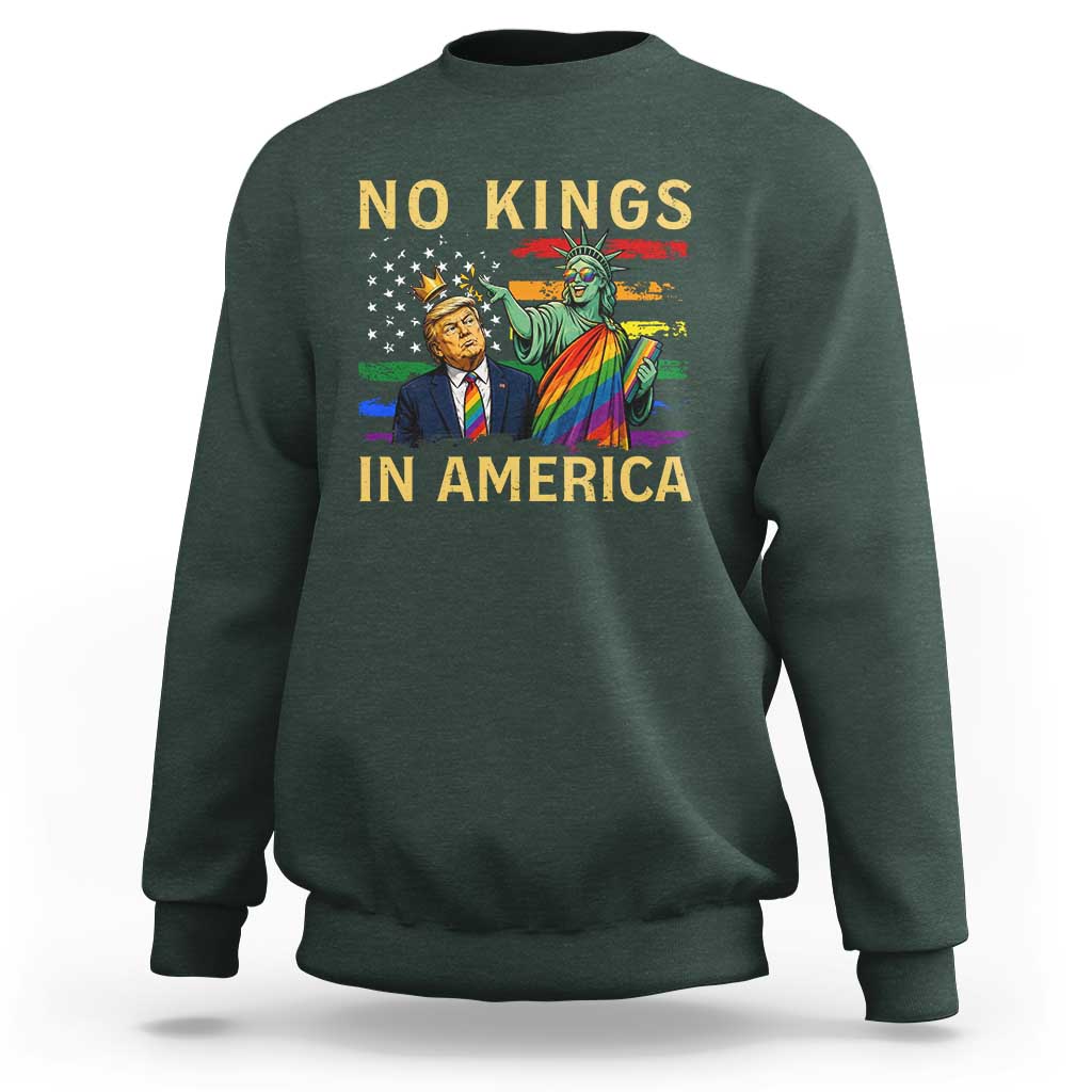 No Kings In America Statue Of Liberty Pride Sweatshirt Humorous Political Gift