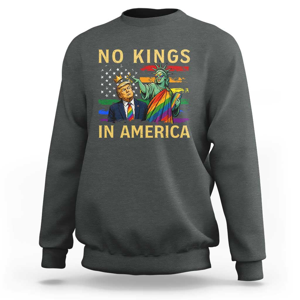 No Kings In America Statue Of Liberty Pride Sweatshirt Humorous Political Gift