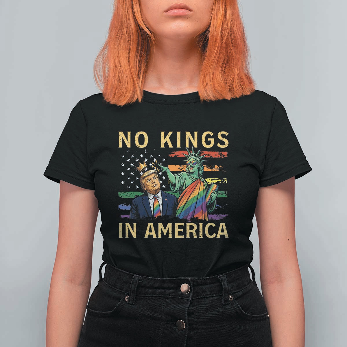 No Kings In America Statue Of Liberty Pride T Shirt For Women Humorous Political Gift