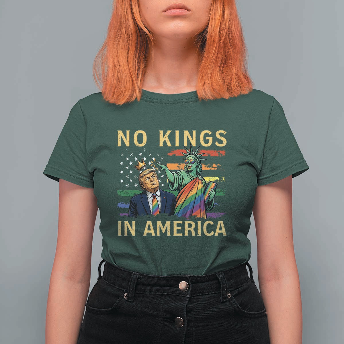 No Kings In America Statue Of Liberty Pride T Shirt For Women Humorous Political Gift