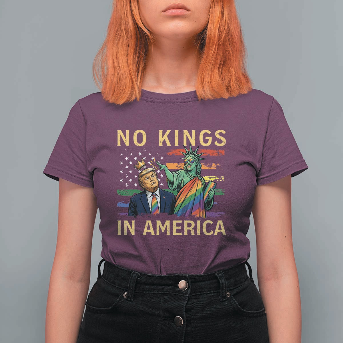 No Kings In America Statue Of Liberty Pride T Shirt For Women Humorous Political Gift