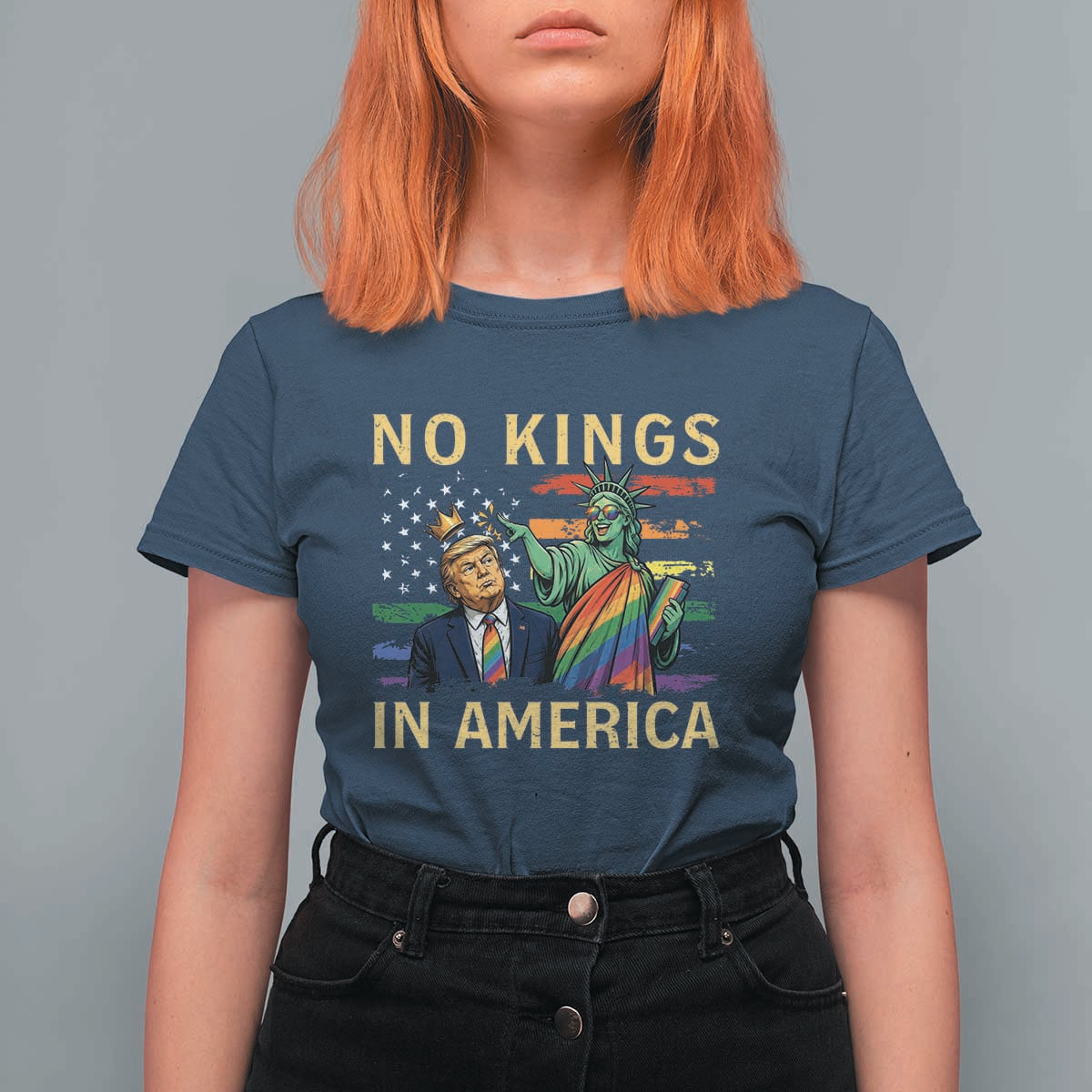 No Kings In America Statue Of Liberty Pride T Shirt For Women Humorous Political Gift