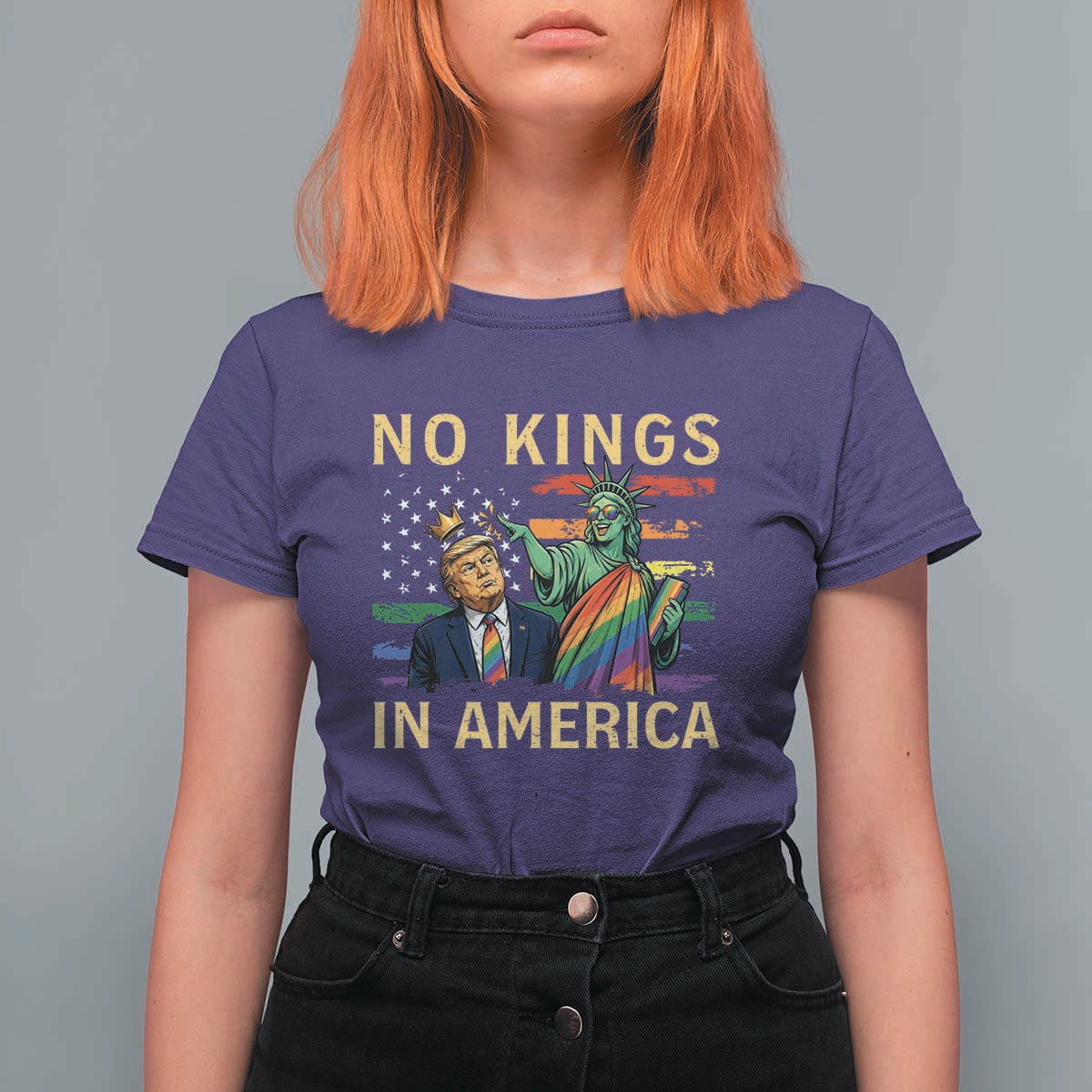 No Kings In America Statue Of Liberty Pride T Shirt For Women Humorous Political Gift