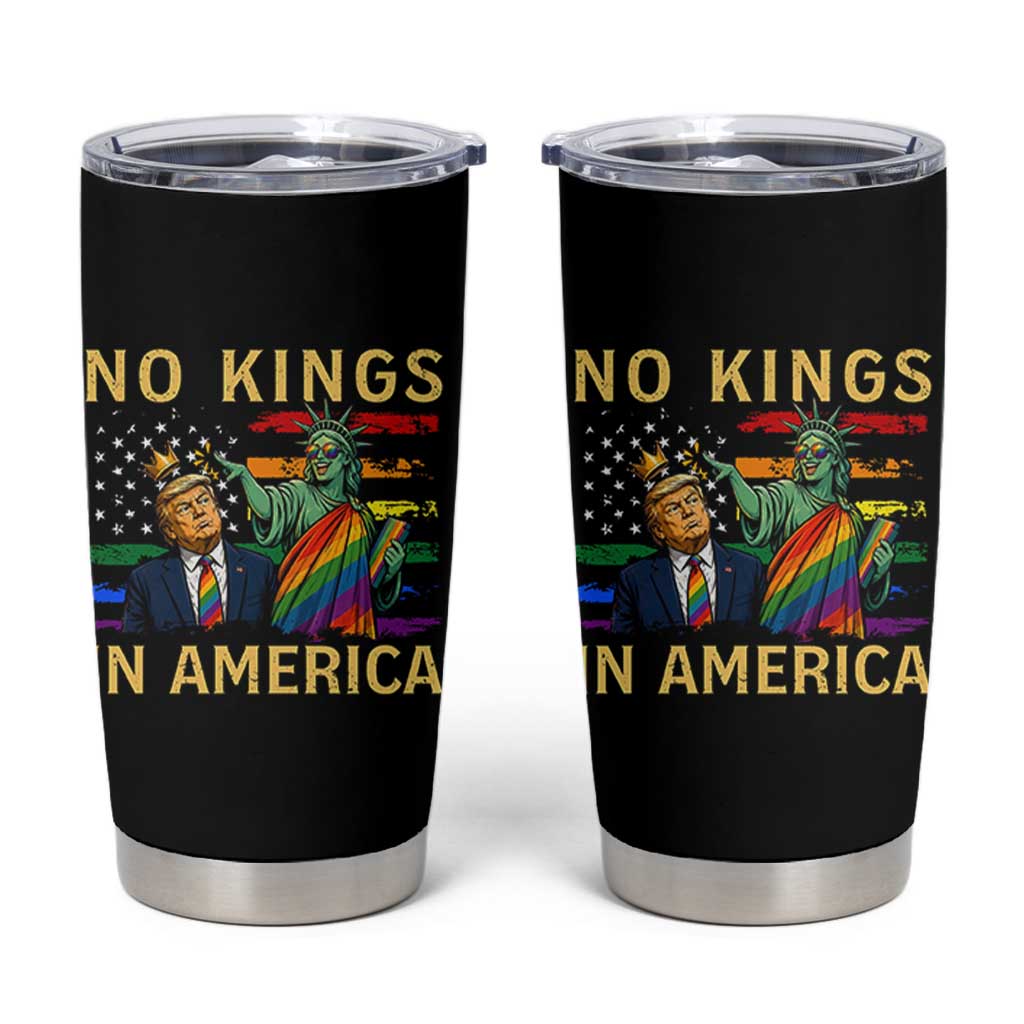 No Kings In America Statue Of Liberty Pride Tumbler Cup Humorous Political Gift