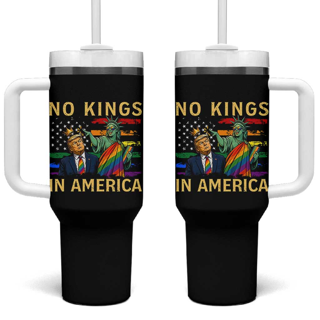 No Kings In America Statue Of Liberty Pride Tumbler With Handle Humorous Political Gift