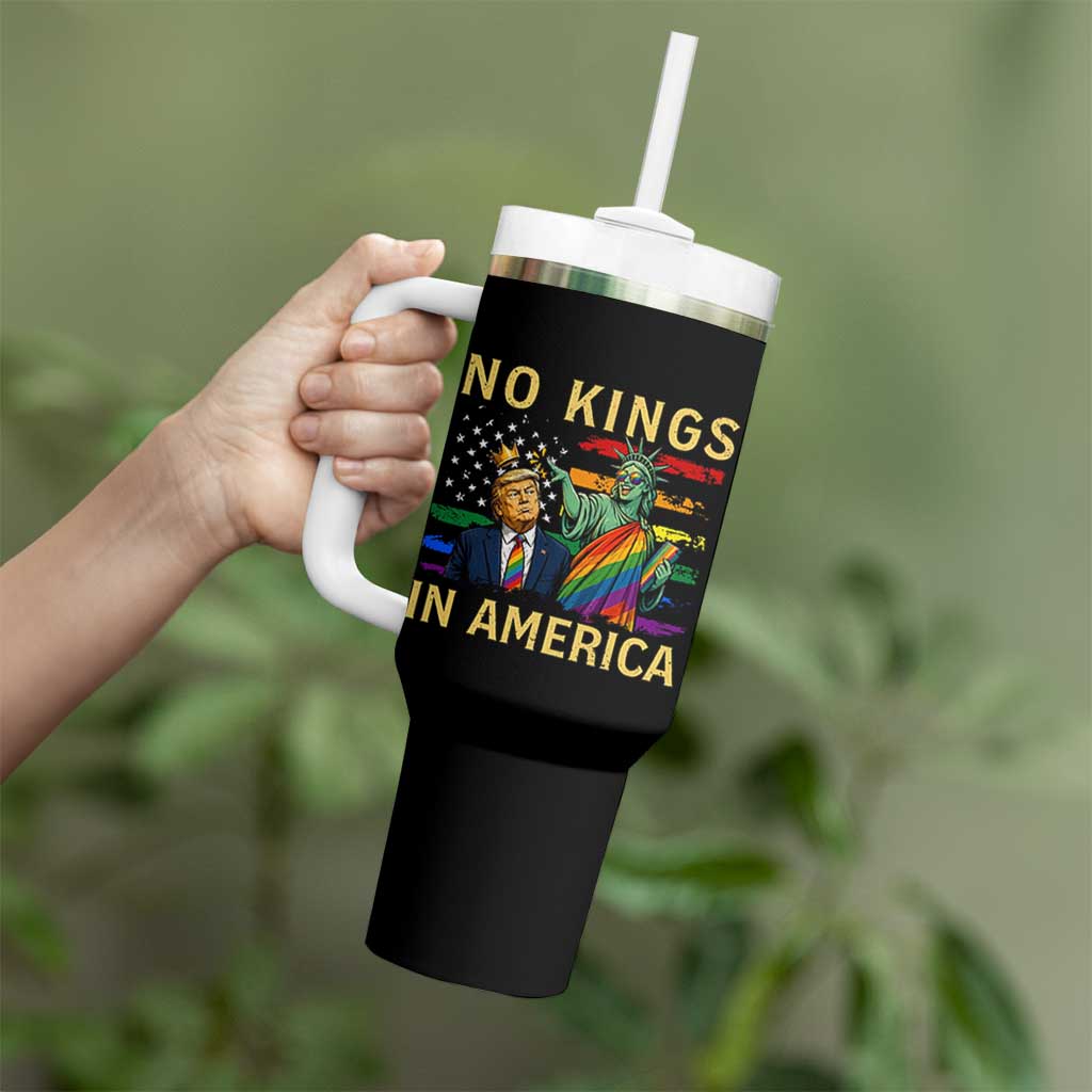 No Kings In America Statue Of Liberty Pride Tumbler With Handle Humorous Political Gift