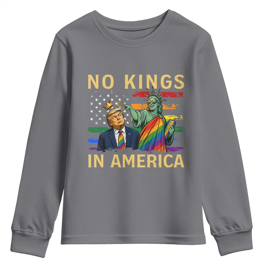 No Kings In America Statue Of Liberty Pride Youth Sweatshirt Humorous Political Gift