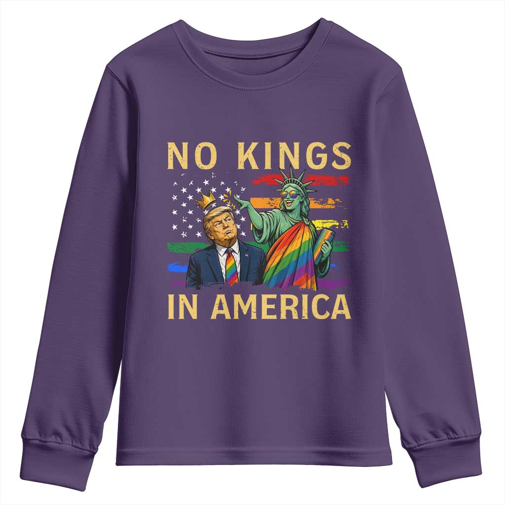 No Kings In America Statue Of Liberty Pride Youth Sweatshirt Humorous Political Gift