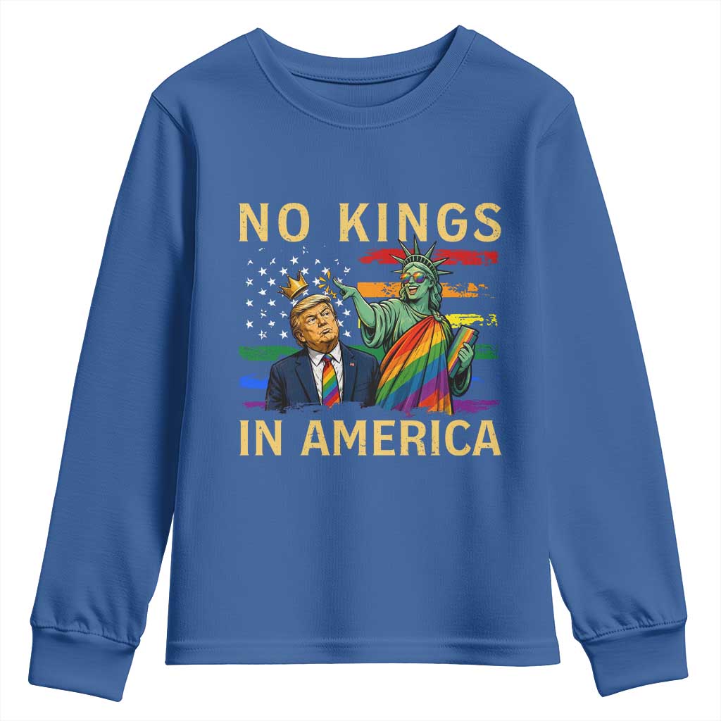 No Kings In America Statue Of Liberty Pride Youth Sweatshirt Humorous Political Gift
