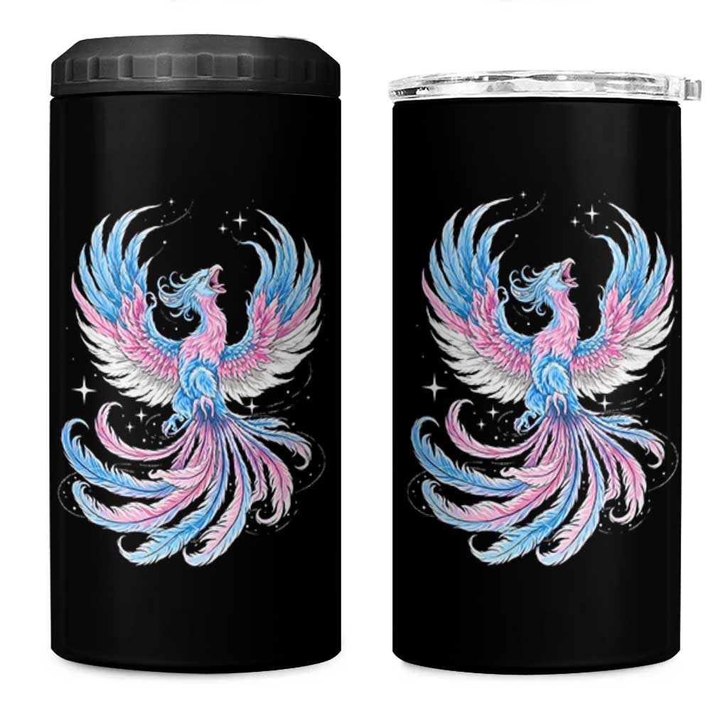Transgender Phoenix Reborn 4 in 1 Can Cooler Tumbler Trans Pride Flag Bird