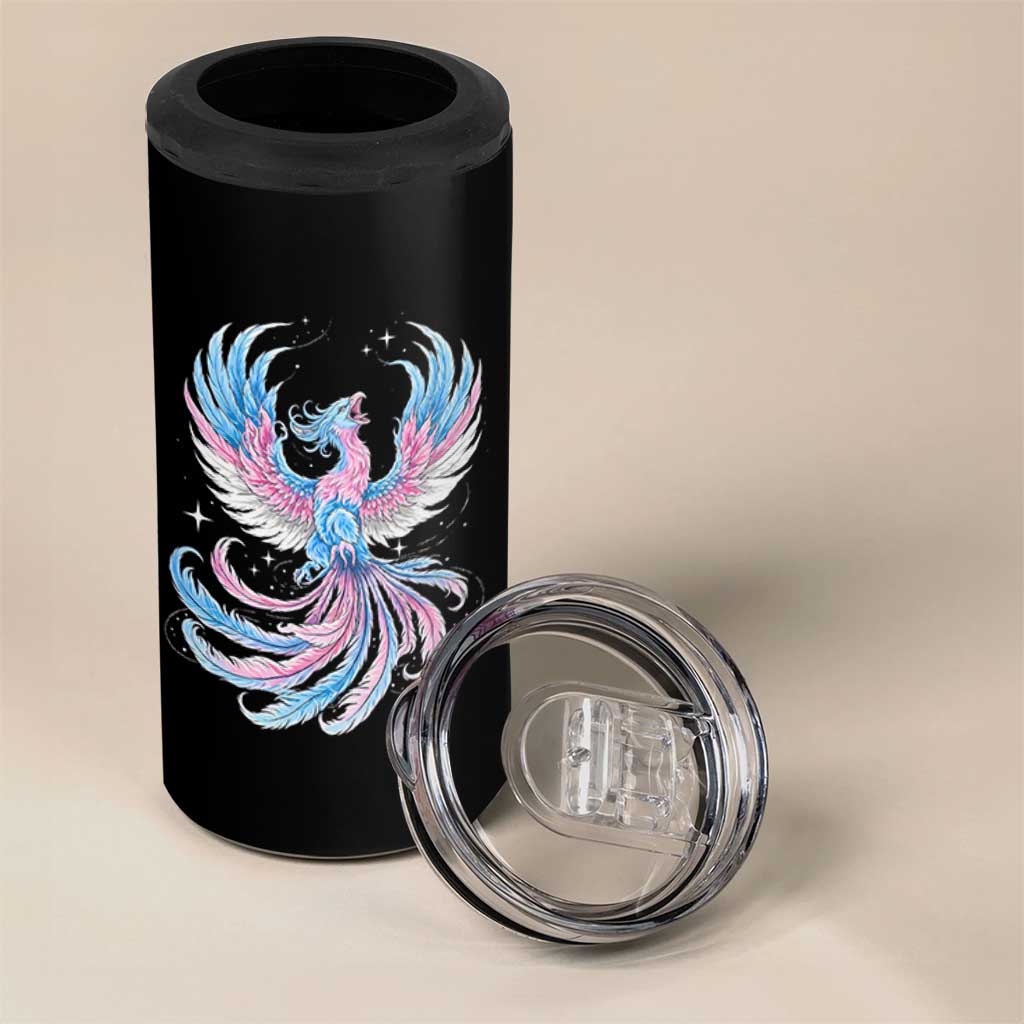 Transgender Phoenix Reborn 4 in 1 Can Cooler Tumbler Trans Pride Flag Bird