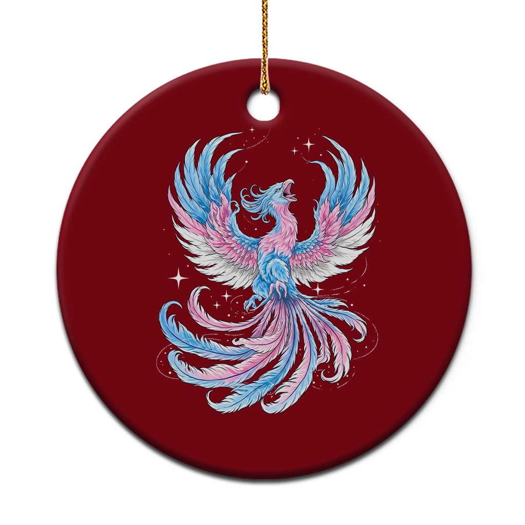 Transgender Phoenix Reborn Ceramic Ornament Trans Pride Flag Bird