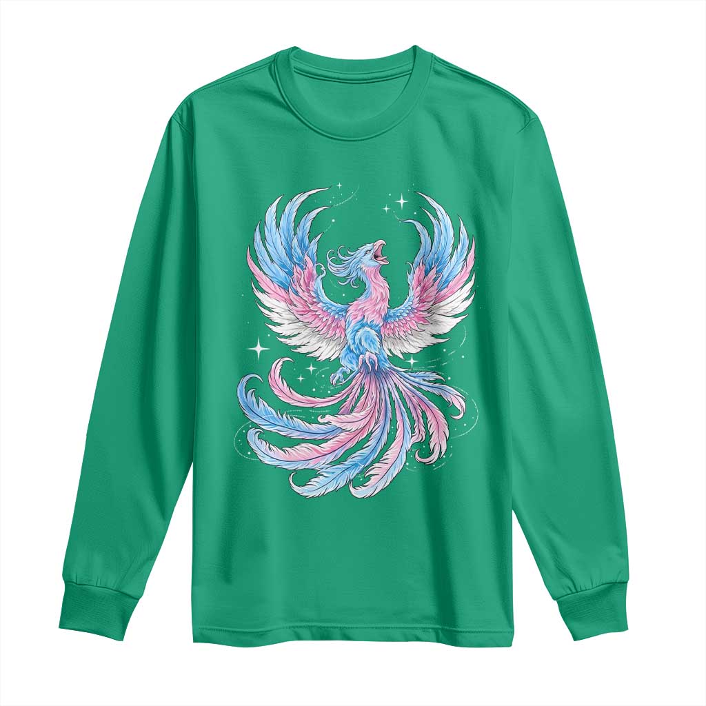 Transgender Phoenix Reborn Long Sleeve Shirt Trans Pride Flag Bird