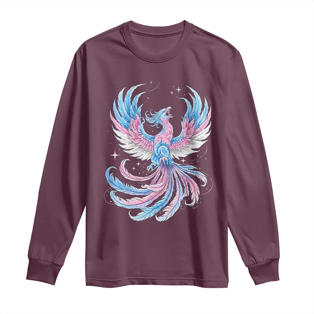 Transgender Phoenix Reborn Long Sleeve Shirt Trans Pride Flag Bird