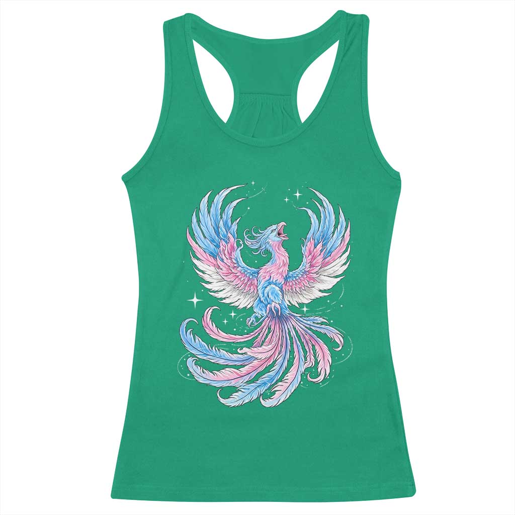 Transgender Phoenix Reborn Racerback Tank Top Trans Pride Flag Bird