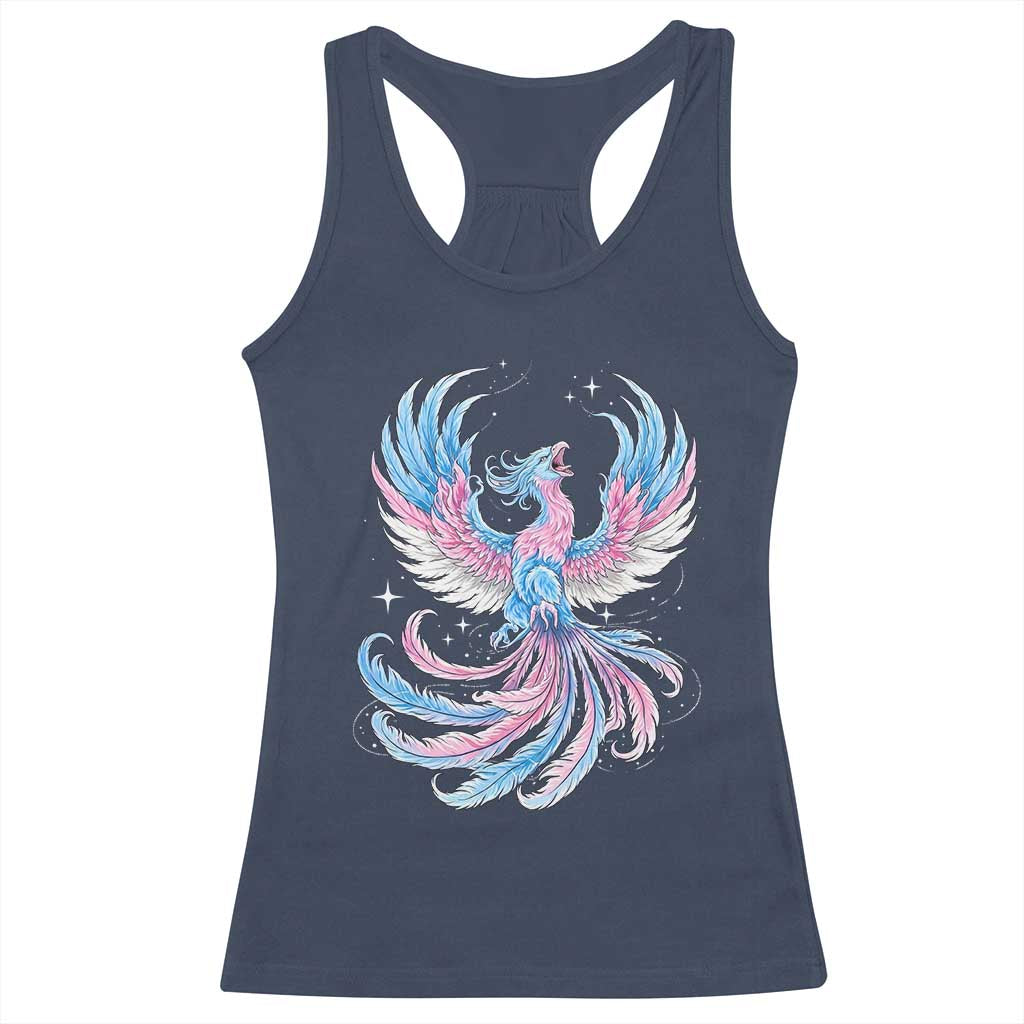 Transgender Phoenix Reborn Racerback Tank Top Trans Pride Flag Bird