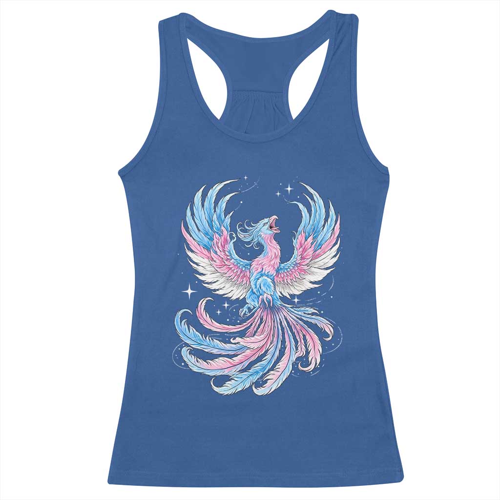 Transgender Phoenix Reborn Racerback Tank Top Trans Pride Flag Bird