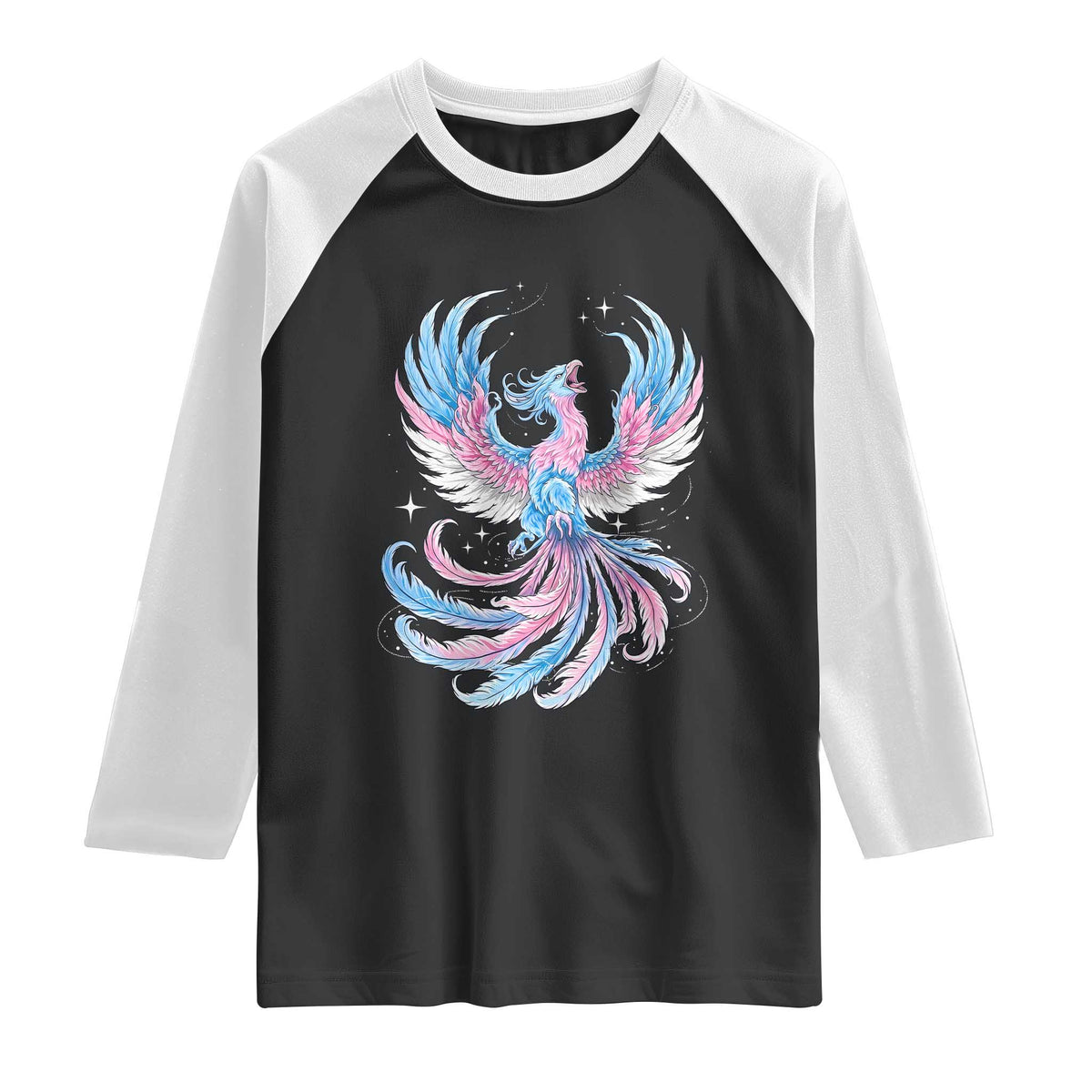 Transgender Phoenix Reborn Raglan Shirt Trans Pride Flag Bird