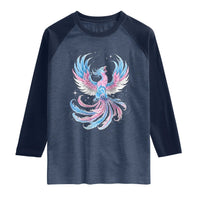Transgender Phoenix Reborn Raglan Shirt Trans Pride Flag Bird