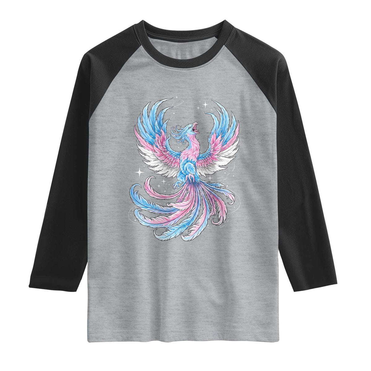 Transgender Phoenix Reborn Raglan Shirt Trans Pride Flag Bird