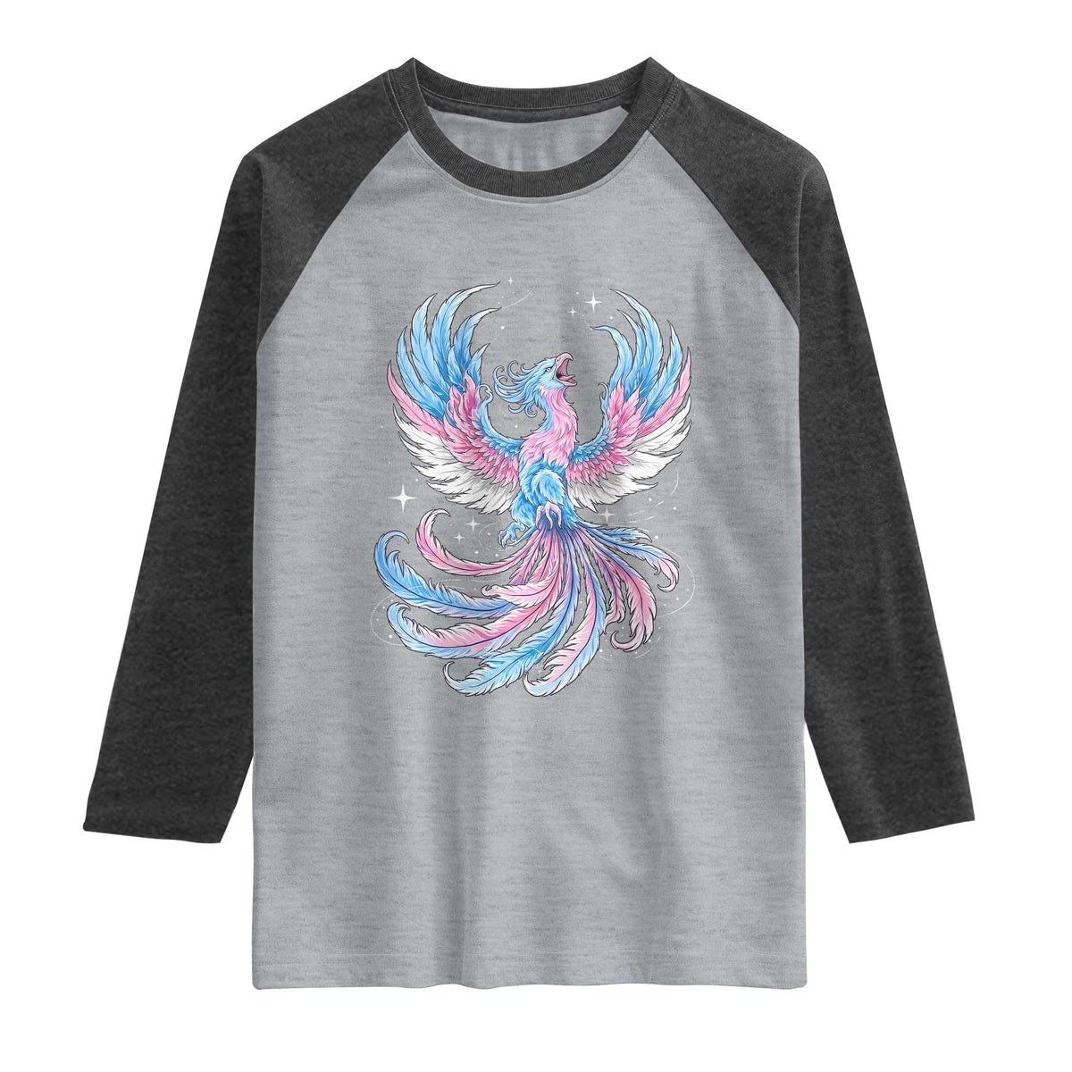 Transgender Phoenix Reborn Raglan Shirt Trans Pride Flag Bird