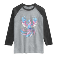 Transgender Phoenix Reborn Raglan Shirt Trans Pride Flag Bird