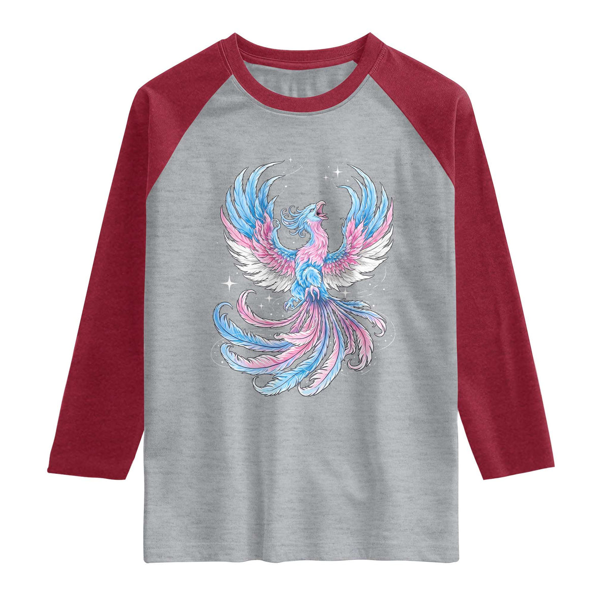 Transgender Phoenix Reborn Raglan Shirt Trans Pride Flag Bird