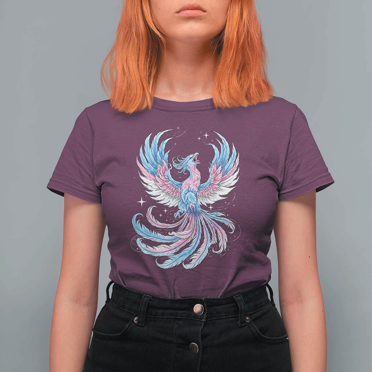 Transgender Phoenix Reborn T Shirt For Women Trans Pride Flag Bird