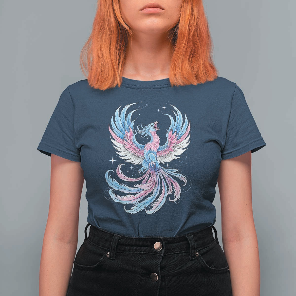 Transgender Phoenix Reborn T Shirt For Women Trans Pride Flag Bird