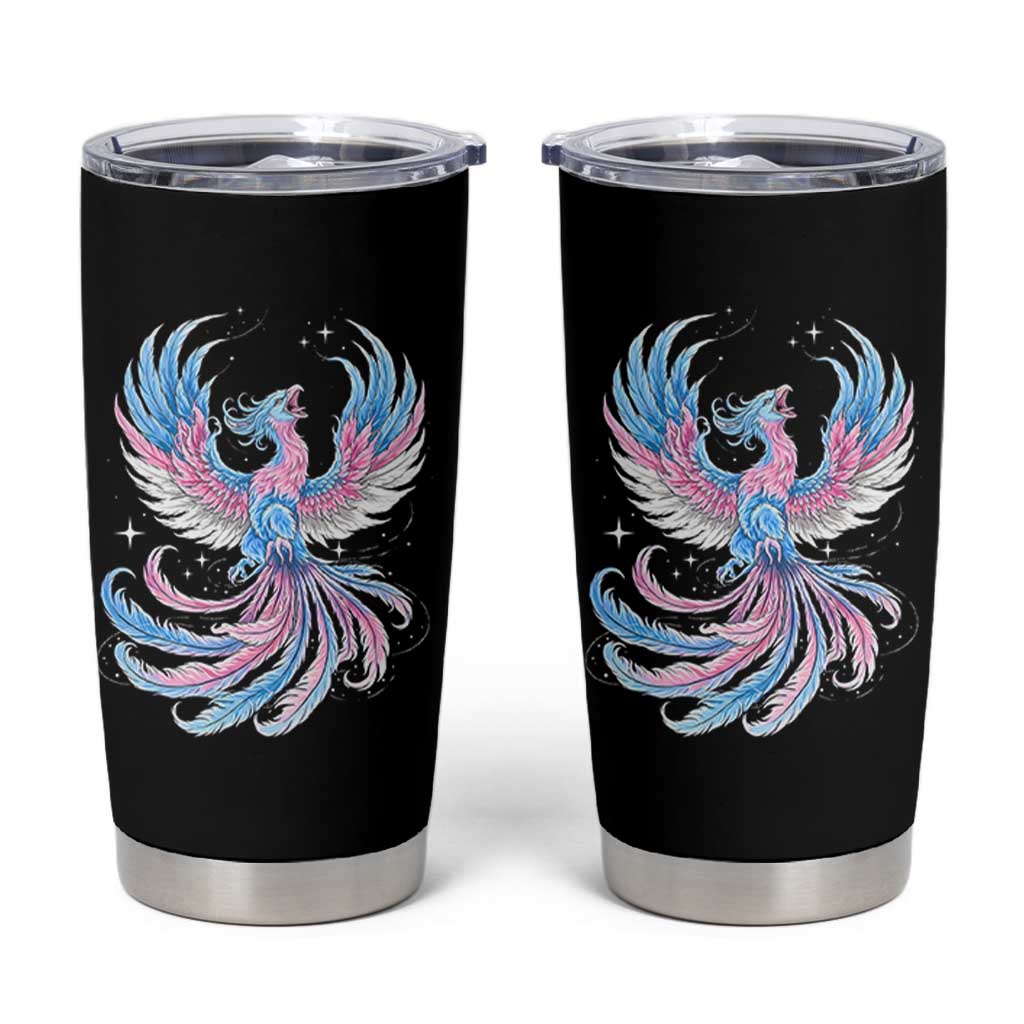 Transgender Phoenix Reborn Tumbler Cup Trans Pride Flag Bird