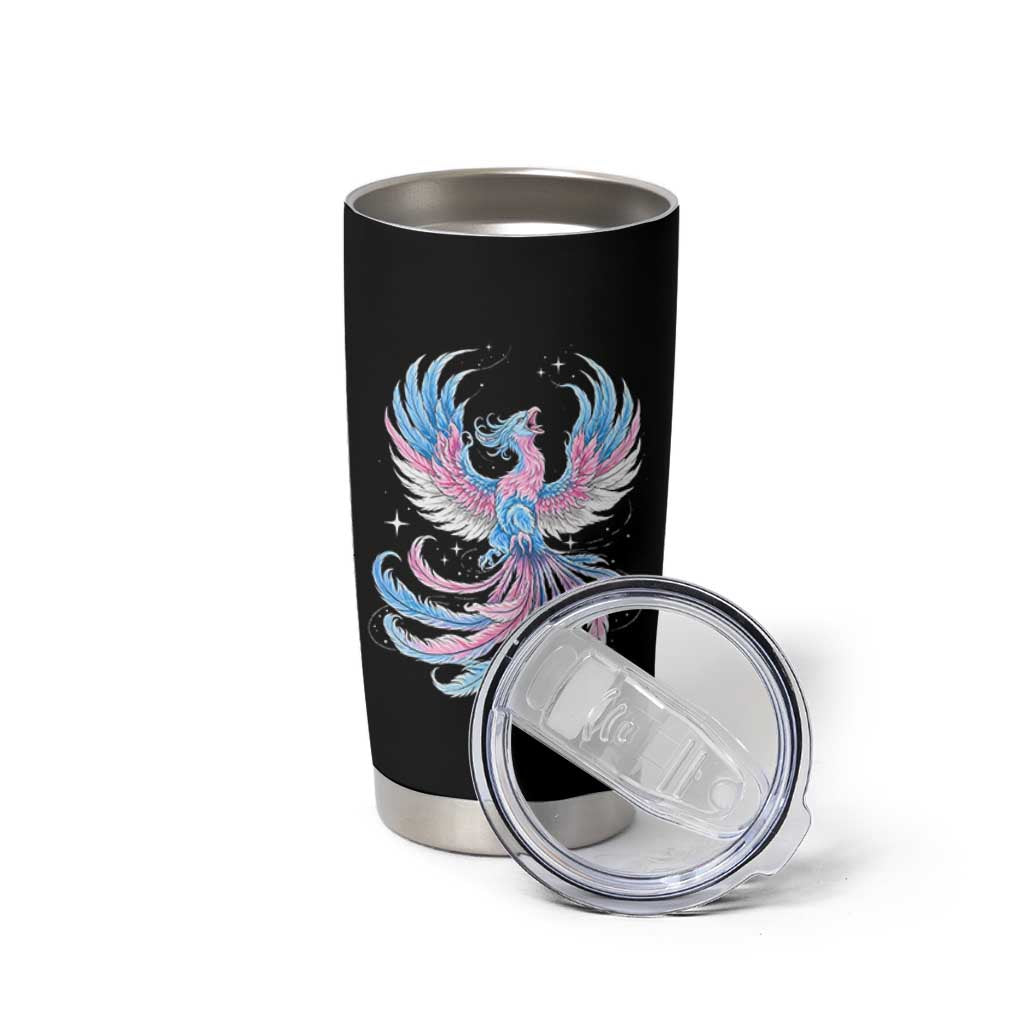 Transgender Phoenix Reborn Tumbler Cup Trans Pride Flag Bird