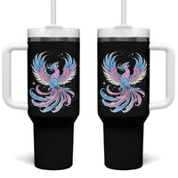 Transgender Phoenix Reborn Tumbler With Handle Trans Pride Flag Bird