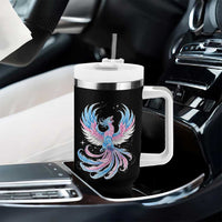 Transgender Phoenix Reborn Tumbler With Handle Trans Pride Flag Bird