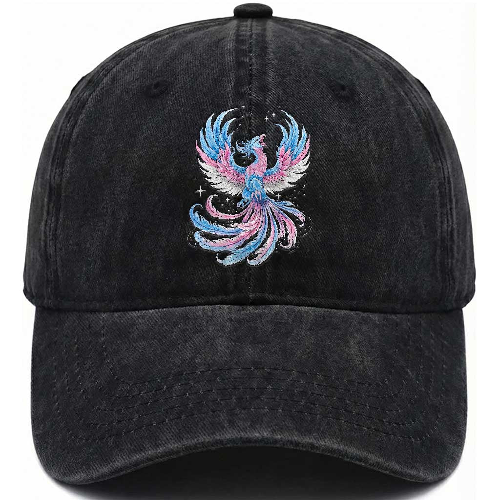 Transgender Phoenix Reborn Washed Cotton Baseball Cap Trans Pride Flag Bird