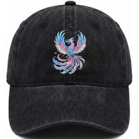 Transgender Phoenix Reborn Washed Cotton Baseball Cap Trans Pride Flag Bird