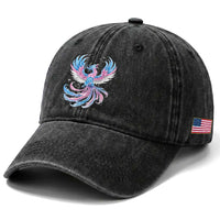 Transgender Phoenix Reborn Washed Cotton Baseball Cap Trans Pride Flag Bird