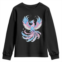 Transgender Phoenix Reborn Youth Sweatshirt Trans Pride Flag Bird