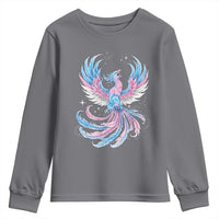 Transgender Phoenix Reborn Youth Sweatshirt Trans Pride Flag Bird