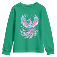 Transgender Phoenix Reborn Youth Sweatshirt Trans Pride Flag Bird