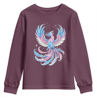 Transgender Phoenix Reborn Youth Sweatshirt Trans Pride Flag Bird